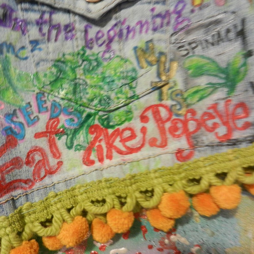 Graffiti Statement Plant Power shorts HAND CRAFTED OOAK custom design SIZE 3 - Picture 11 of 16